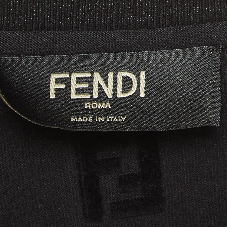 Pre Owned Fendi Black Zucca Embossed Cotton T-Shirt M