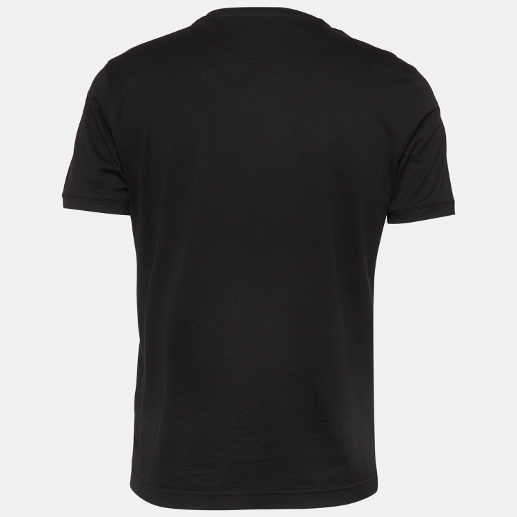 مملوكة مسبقًا Fendi Black Embellished Cotton Knit T-Shirt M