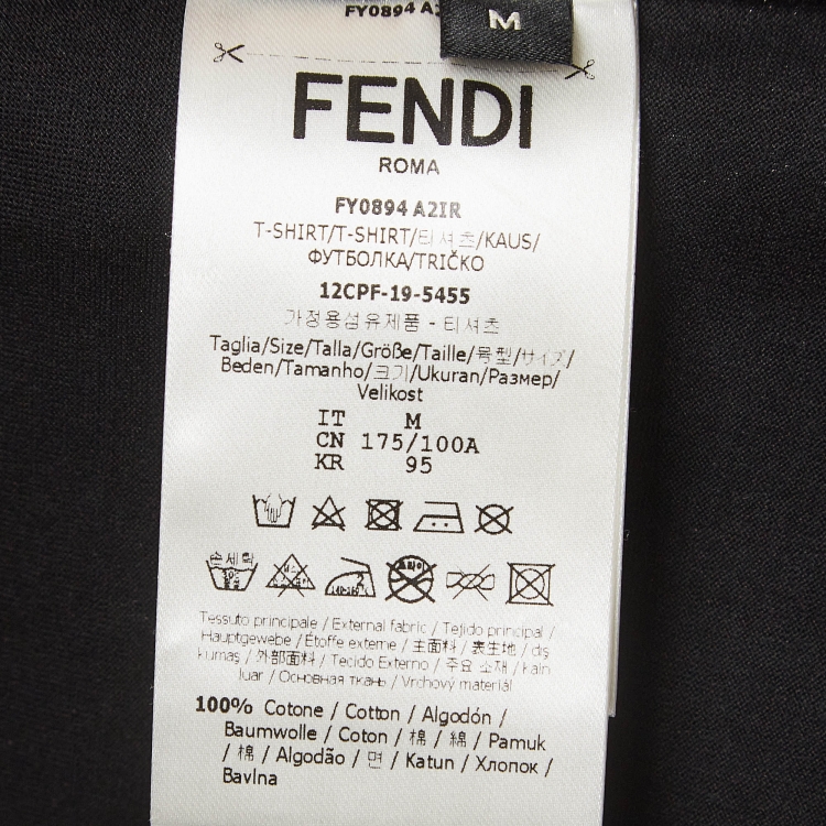 مملوكة مسبقًا Fendi Black Embellished Cotton Knit T-Shirt M