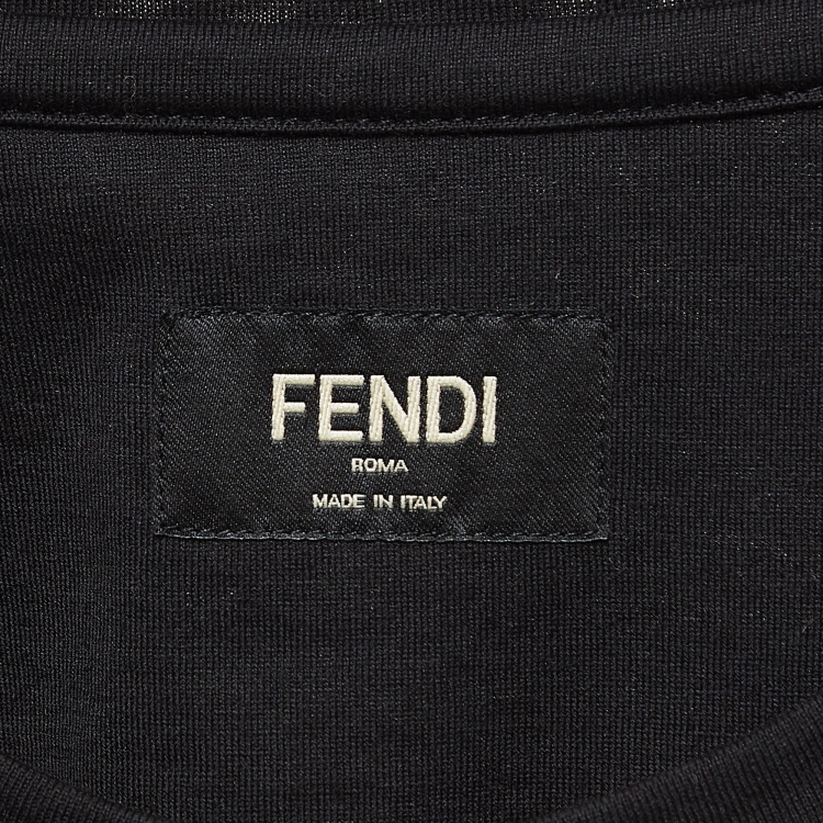 مملوكة مسبقًا Fendi Black Embellished Cotton Knit T-Shirt M