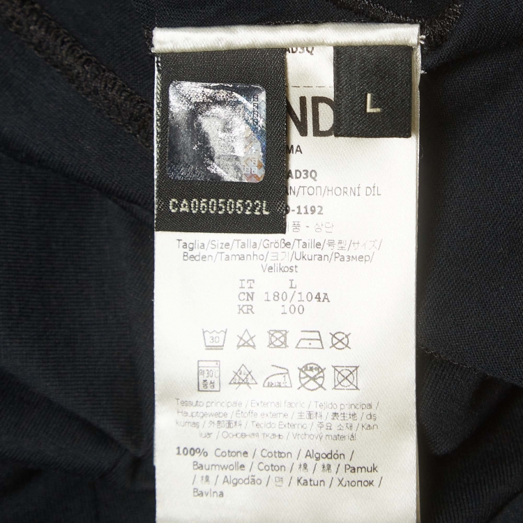 Pre Owned Fendi Black Logo Embroidered Cotton Jersey T-Shirt L