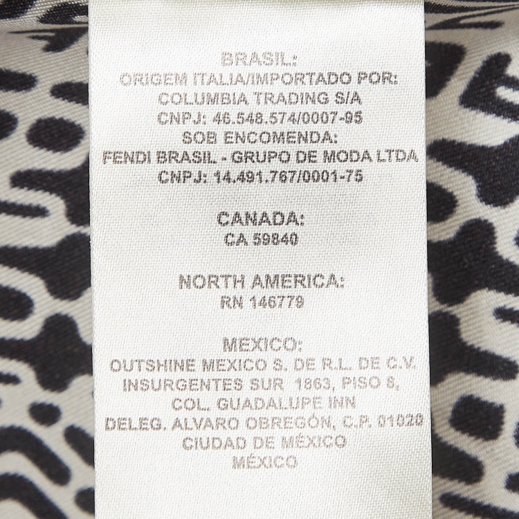Pre Owned Fendi Cream/Black Printed Silk T-Shirt M