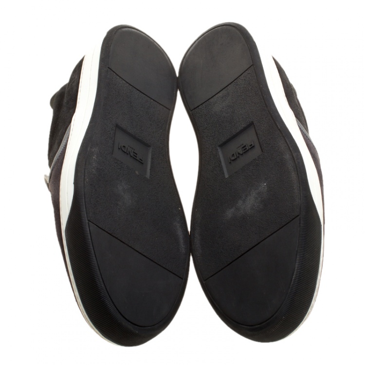Pre Owned Fendi Two Tone Suede Monster Slip On Sneakers Size 44