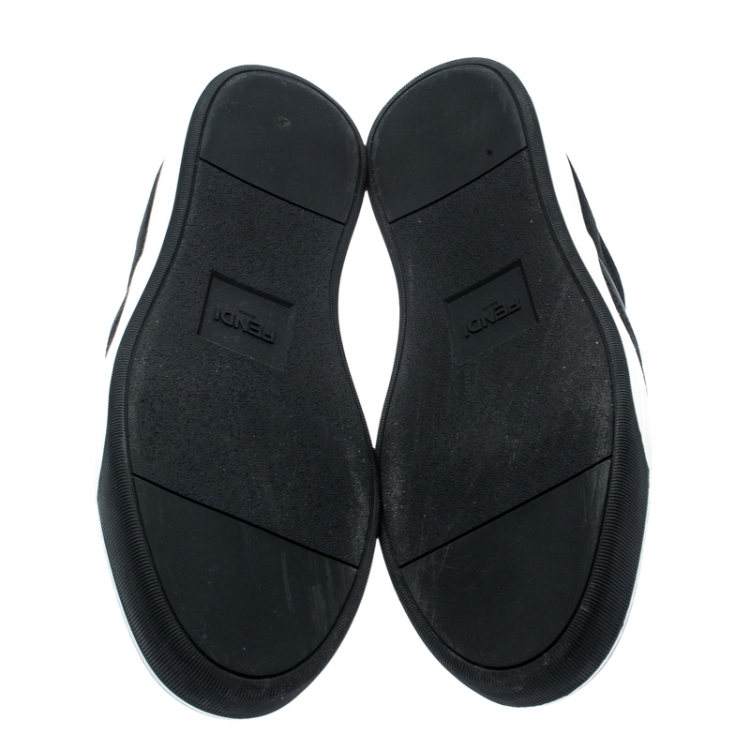 Pre Owned Fendi Two Tone Suede Monster Slip On Sneakers Size 44
