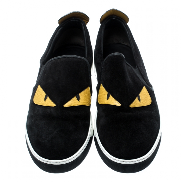 Pre Owned Fendi Two Tone Suede Monster Slip On Sneakers Size 44