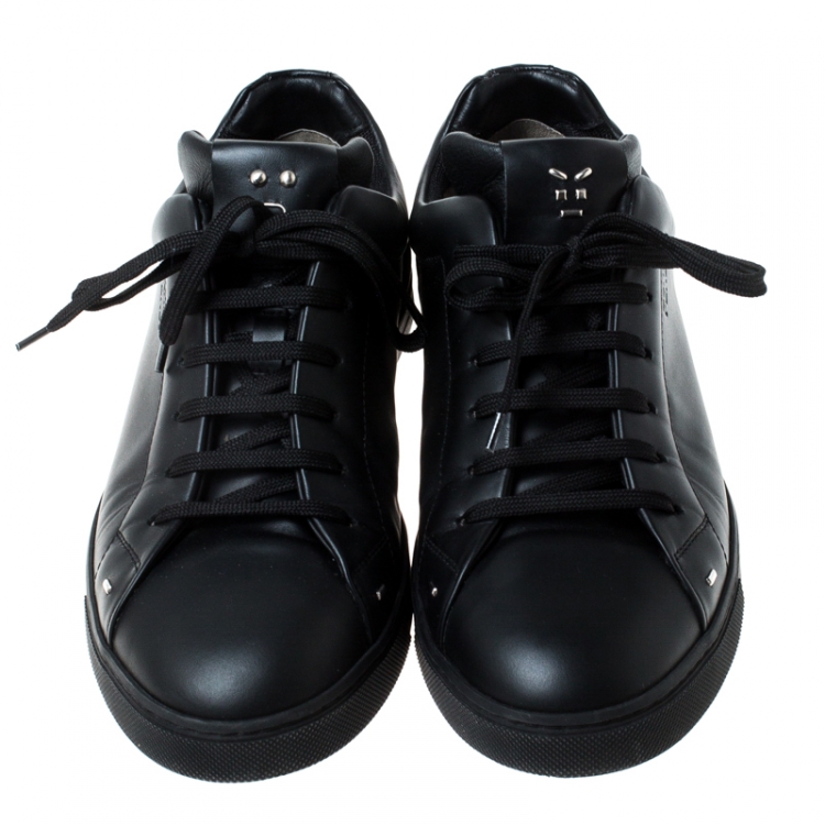 black leather low top sneakers