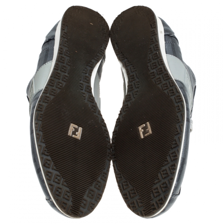Pre Owned  Fendi Silver Canvas Zucca Sneakers Size 40