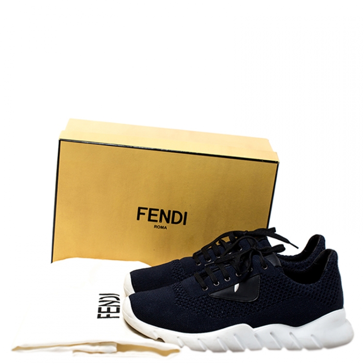Pre Owned Fendi Blue Nylon Fabric Lace Up Sneakers Size 41