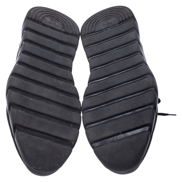 Pre Owned Fendi Black Knit Fabric Bag Bugs Low Top Sneakers Size 43