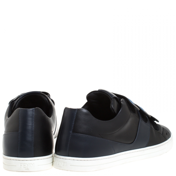 Pre Owned Fendi Black Leather Velcro Strap Sneakers Size 41