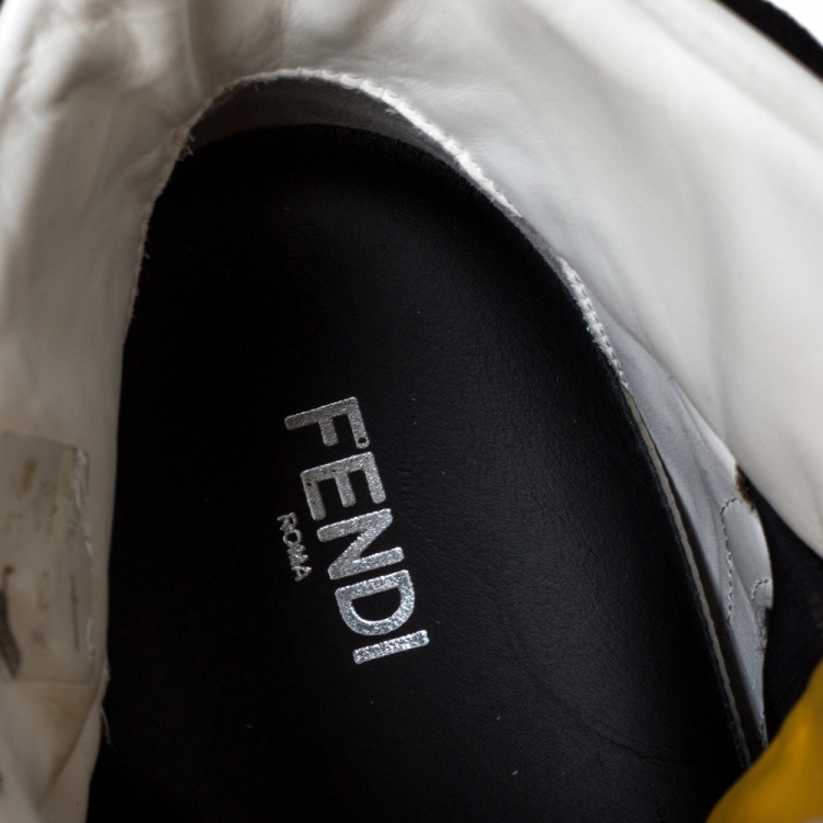 Pre Owned Fendi Black Leather And Suede Tank High Top Sneakers Size 42