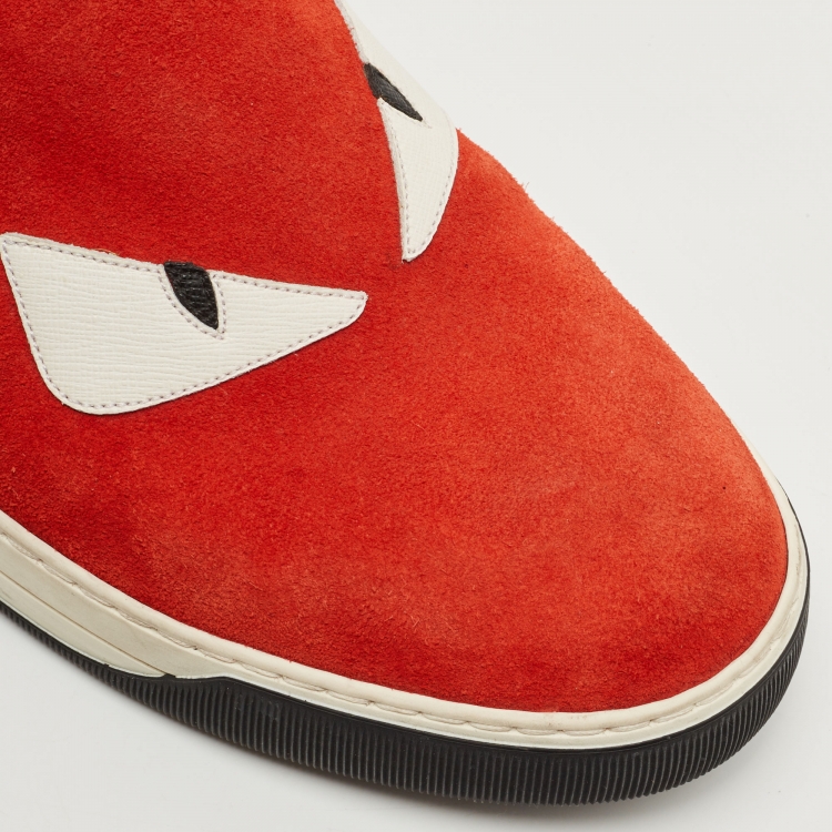 Fendi Tricolour Suede and Leather Monster Eyes Slip On Sneakers Size 43 ...