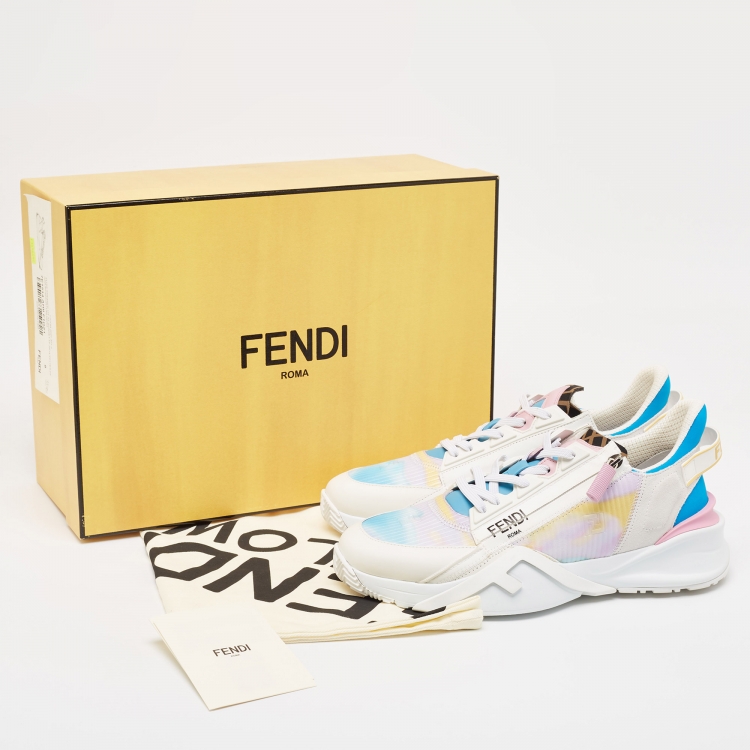 Pre Owned Fendi Multicolor Leather and Suede Flow Sneakers Size 42