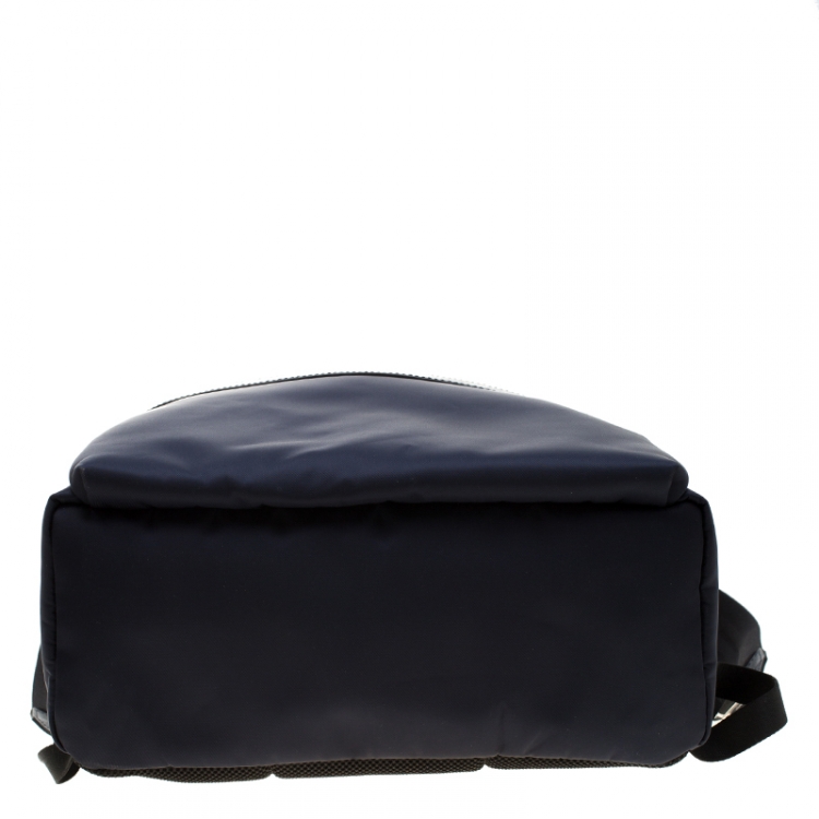 Pre Owned Fendi Navy Blue Nylon And Leather Bag Bugs Backpack 