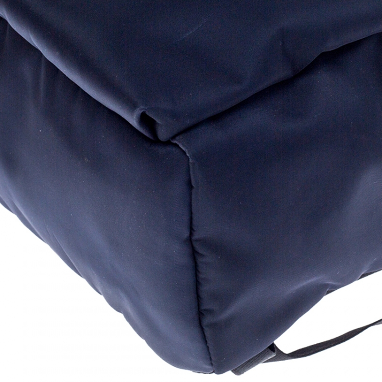 Pre Owned Fendi Navy Blue Nylon and Leather Bugs Backpack