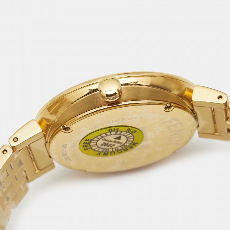 Pre Owned Fendi Champagne Gold Plated Stainless Steel Forever F105061101 Men's Wristwatch 39 mm 