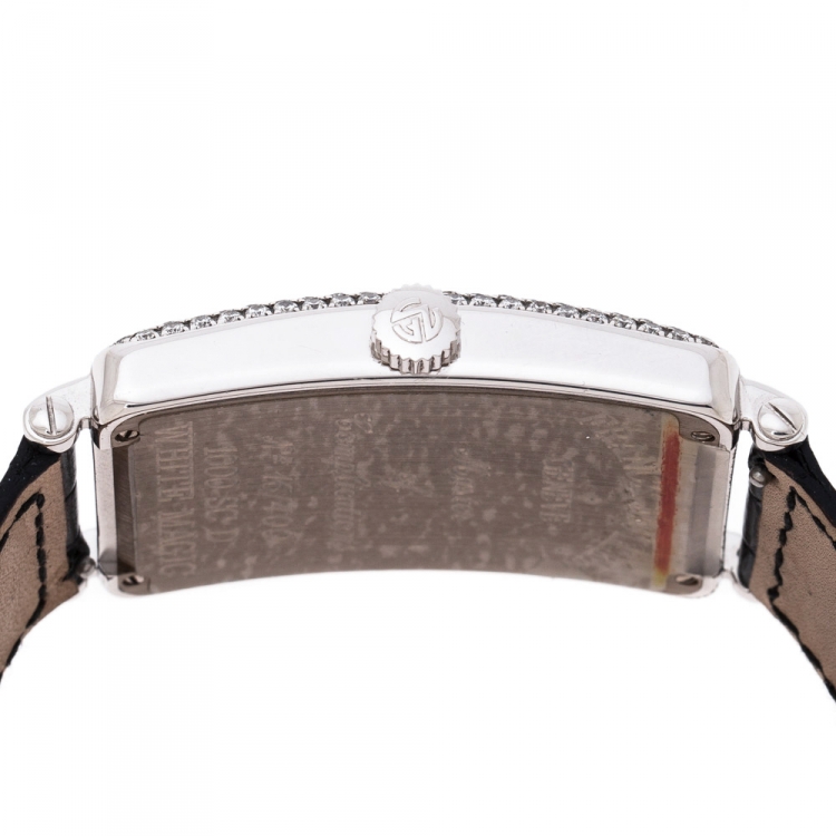 Pre Owned  Franck Muller White Dial 18K White Gold Diamonds Long Island White Magic 1000 SCD Unisex Wristwatch 30 mm