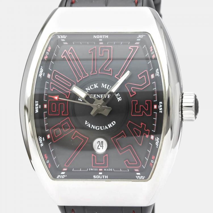 Pre Owned Franck Muller Black Stainless Steel Vanguard V45SCDTJ Automatic Men's Wristwatch 44 mm