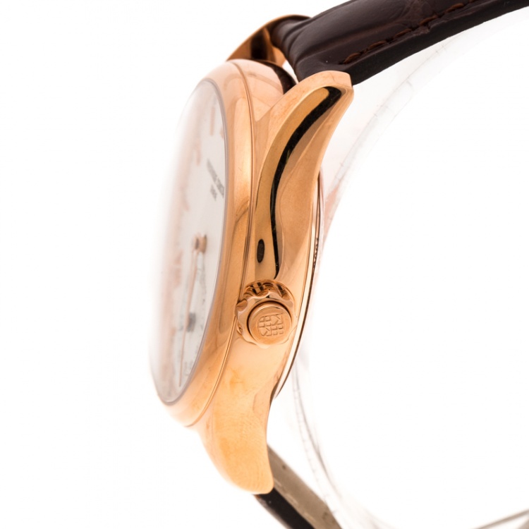 Pre Owned Frederique Constant Silver White Dial Rose Gold Plated Horological Smart FC-285V5B4 Men's Wristwatch 42 mm