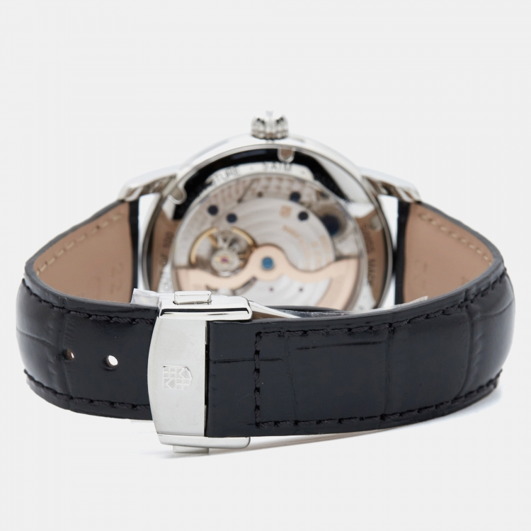 Pre Owned Frederique Constant Salmon Stainless Steel Embossed Leather Limited Edition Classic FC710Q4H6 Men's Wristwatch 42 mm