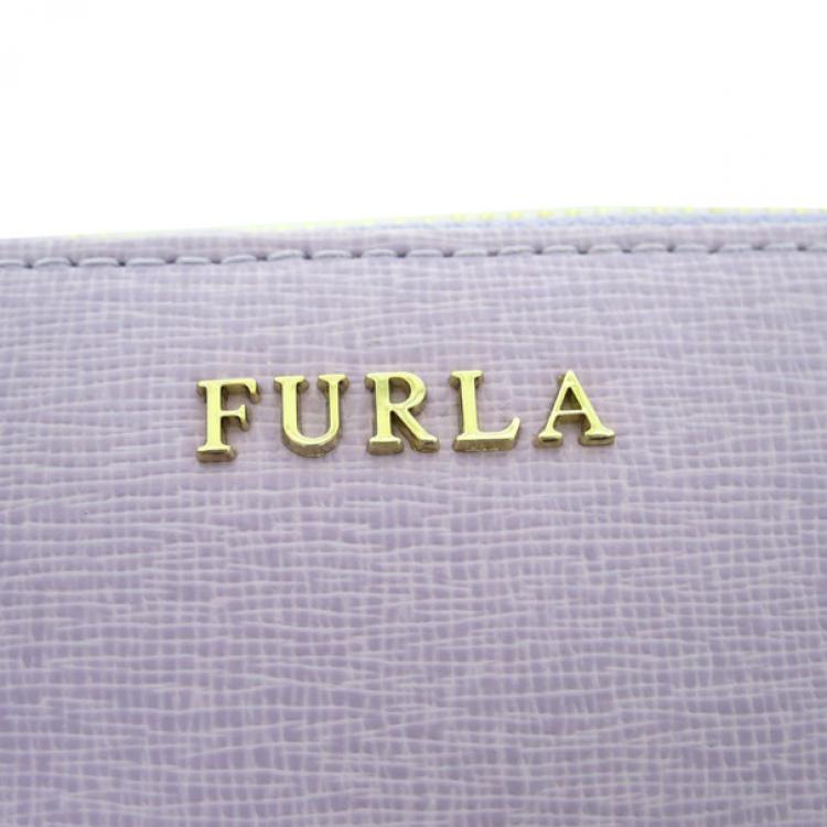 Pre Owned Furla Purple Leather Zip Around Contential Wallet