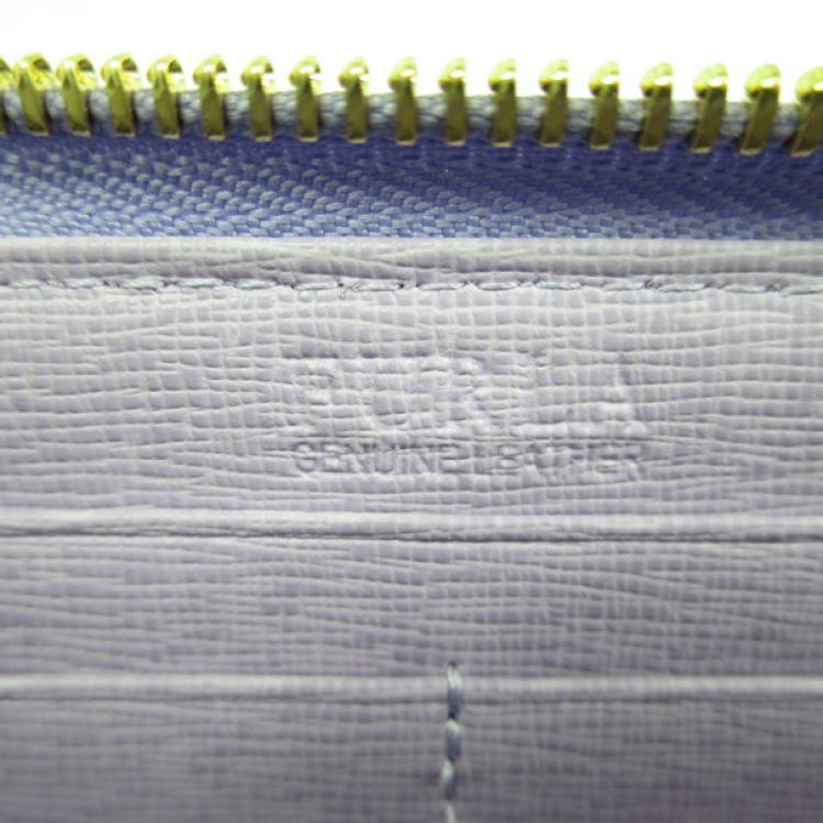 Pre Owned Furla Purple Leather Zip Around Contential Wallet