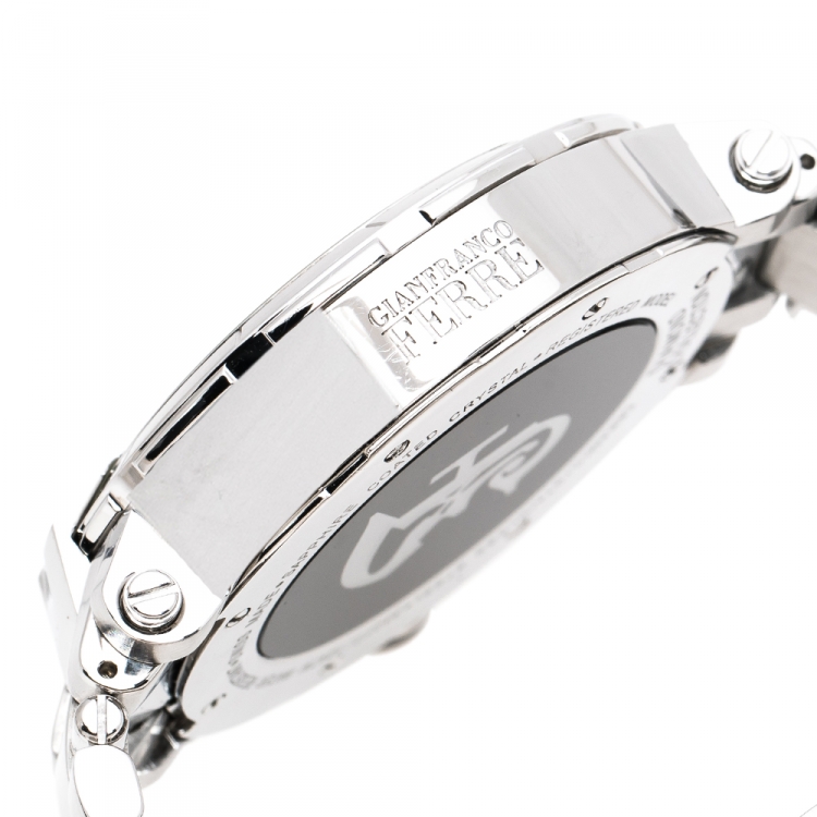 Pre Owned Gianfranco Ferre Black Stainless Steel Diamond Collection Men's Wristwatch 46 mm