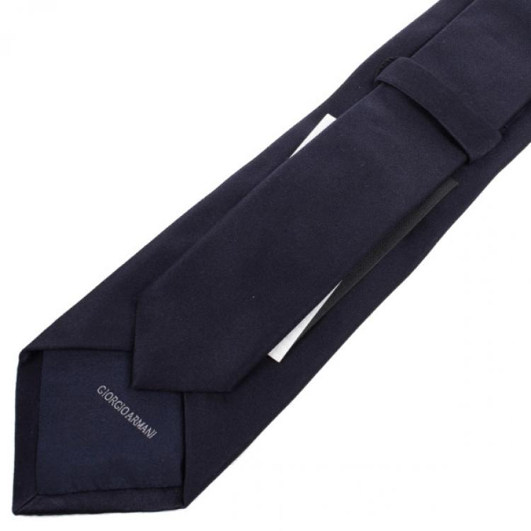 Pre Owned Giorgio Armani Navy Silk Blue Silk Tie