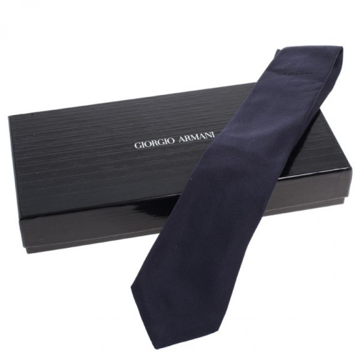 Pre Owned Giorgio Armani Navy Silk Blue Silk Tie