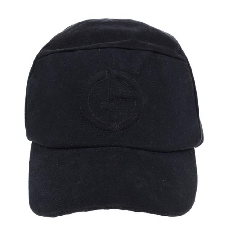 Pre Owned Giorgio Armani Black Logo Baseball Cap