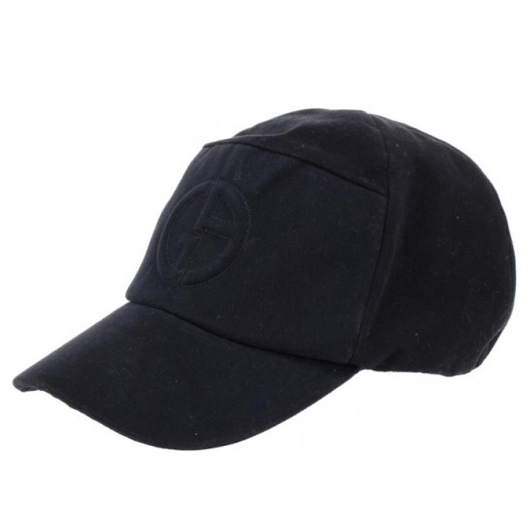 Pre Owned Giorgio Armani Black Logo Baseball Cap