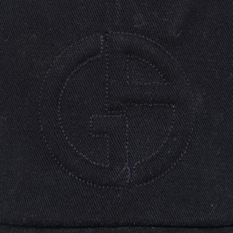 Pre Owned Giorgio Armani Black Logo Baseball Cap