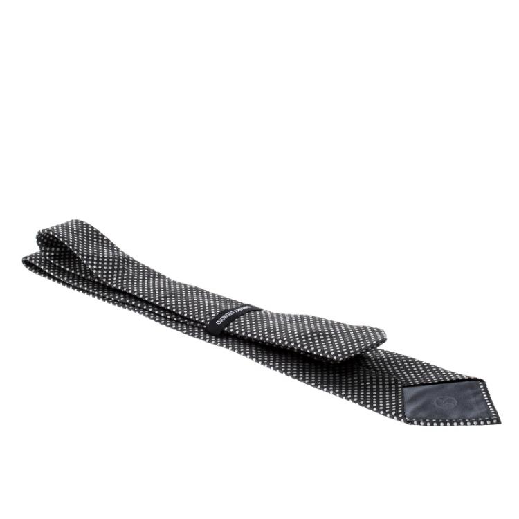 Pre Owned Giorgio Armani Grey Polka Dotted Silk Jacquard Tie