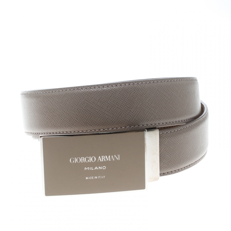 Giorgio Armani Beige Saffiano Leather Plate Buckle Belt One Size Giorgio  Armani