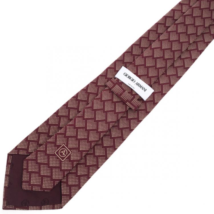 Pre Owned Giorgio Armani Maroon Silk Tie