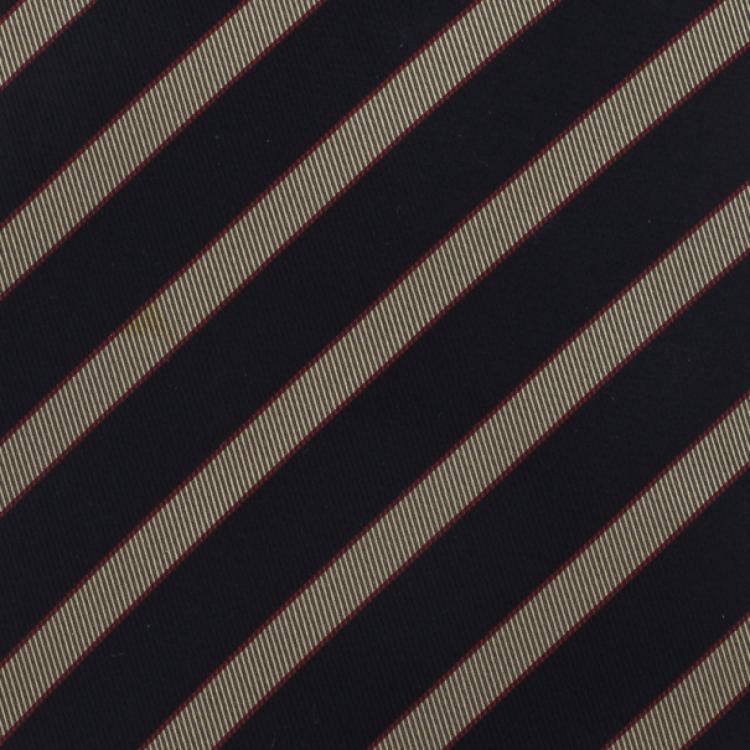 Pre Owned Giorgio Armani Black Striped Silk Tie