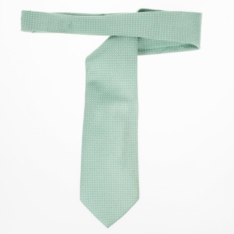 Pre Owned Giorgio Armani Green Textured Silk Tie