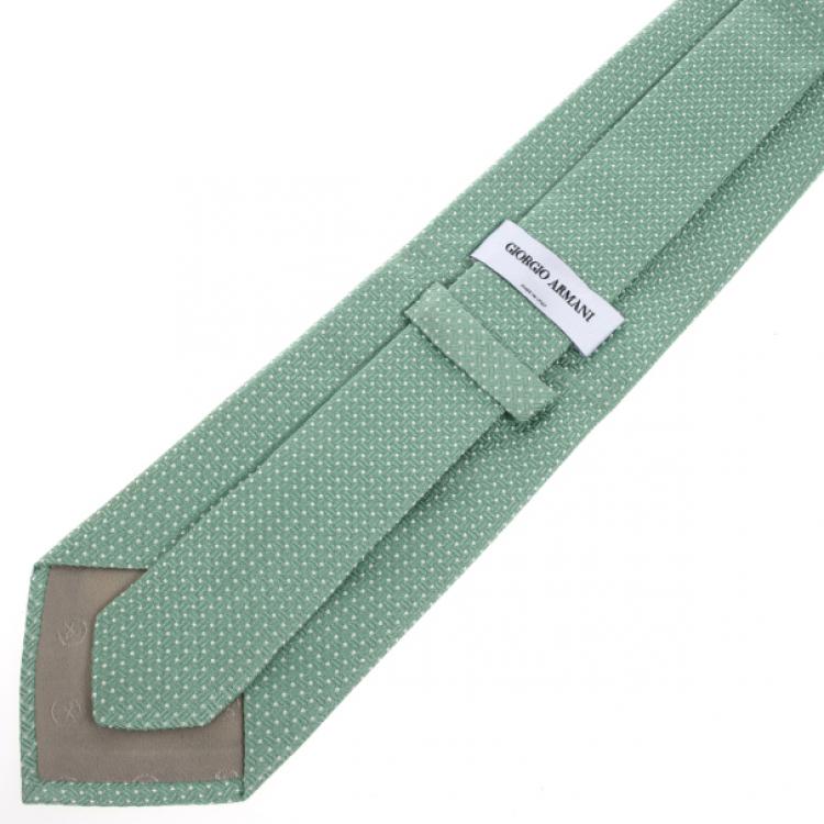 Pre Owned Giorgio Armani Green Textured Silk Tie