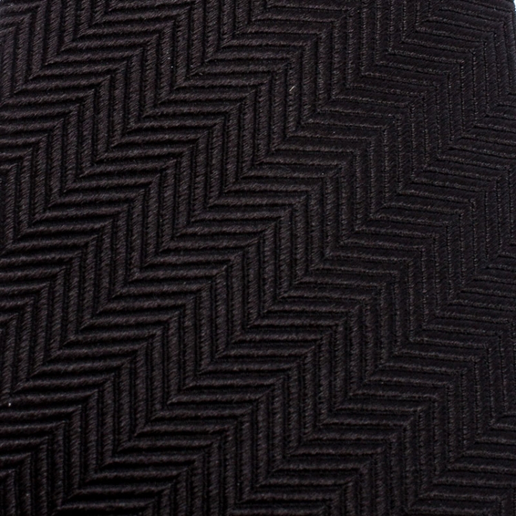 Pre Owned Giorgio Armani Black Tonal Herringbone Pattern Silk Jacquard Classic Tie