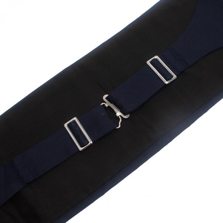 Pre Owned Giorgio Armani Blue Silk Cummerbund Size XL