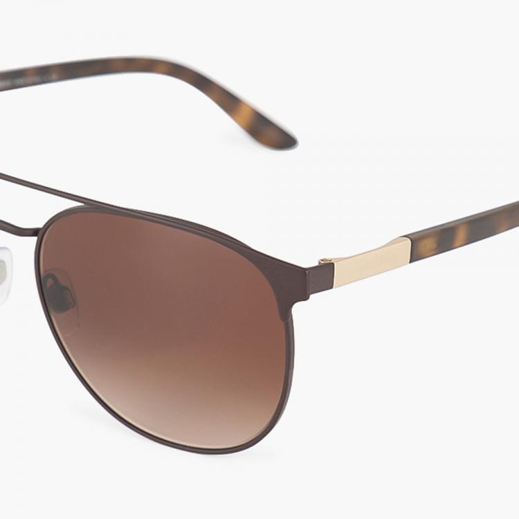 Pre Owned Giorgio Armani Brown Aviator Sunglasses