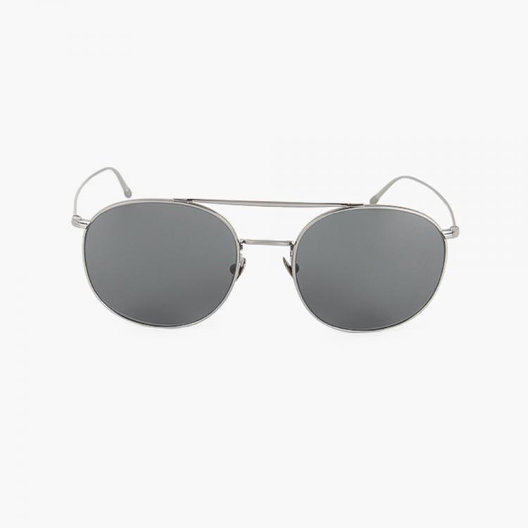 Pre Owned Giorgio Armani Silver Pilot Round Sunglasses