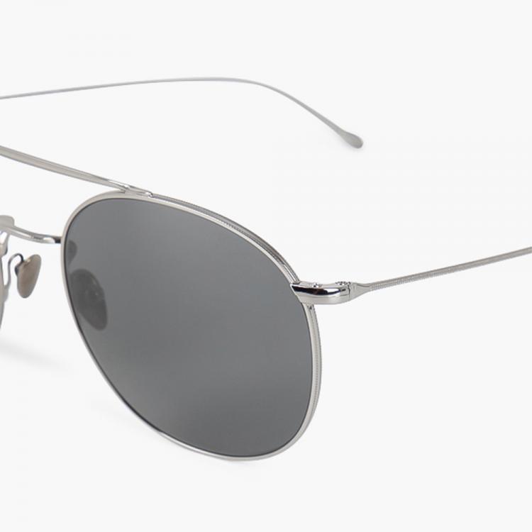 Pre Owned Giorgio Armani Silver Pilot Round Sunglasses