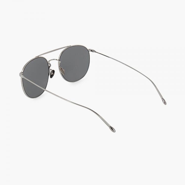 Pre Owned Giorgio Armani Silver Pilot Round Sunglasses