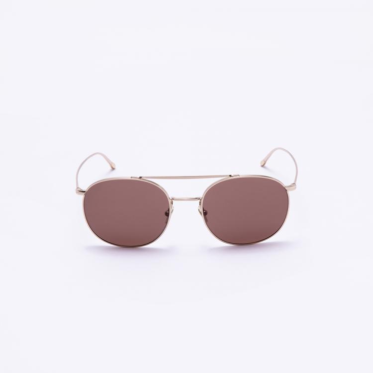 Pre Owned Giorgio Armani Gold Pilot Round Sunglasses