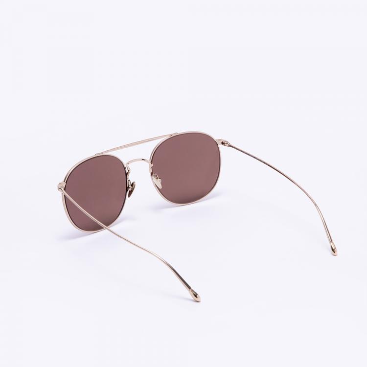 Pre Owned Giorgio Armani Gold Pilot Round Sunglasses