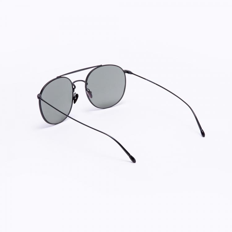 Pre Owned Giorgio Armani Black Pilot Round Sunglasses