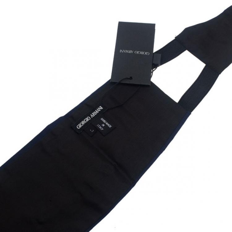 Pre Owned حمالة بنطلون جورجيو أرماني حرير أزرق كومربوند