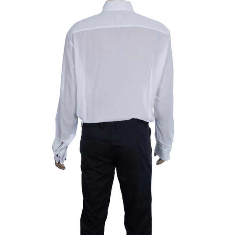 Pre Owned Giorgio Armani Camicia Da Sera White Cotton Tuxedo Men's Shirt EU58