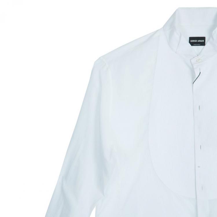 Pre Owned Giorgio Armani Camicia Da Sera White Cotton Tuxedo Men's Shirt EU58